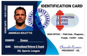 Kolettis-Cert-ISL International Sports Referee and Coach