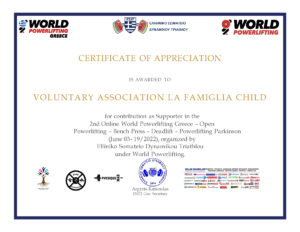 Certificate of Appreciation-voluntary association la famiglia child-2022